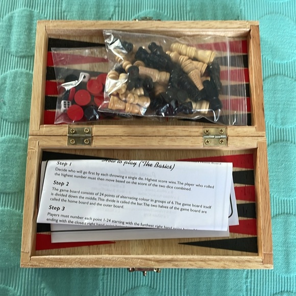 Chess checkers backgammon 3 in 1 set by Lucky Lad - Picture 11 of 12